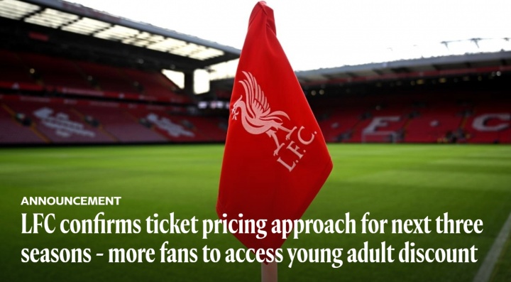 利物浦官宣未来三季球票有限涨价 涨幅挂钩CPI且设5%上限 利物浦官宣未来三季球票有限涨价 涨幅挂钩CPI且设5%上限