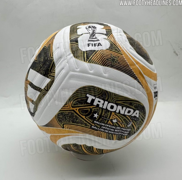 2026世界杯决赛用球谍照曝光 白底金黑配色延续传统 2026世界杯决赛用球谍照曝光 白底金黑配色延续传统