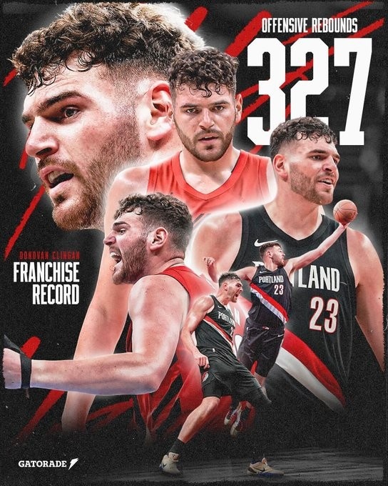 克林根单季327进攻篮板刷新开拓者队史