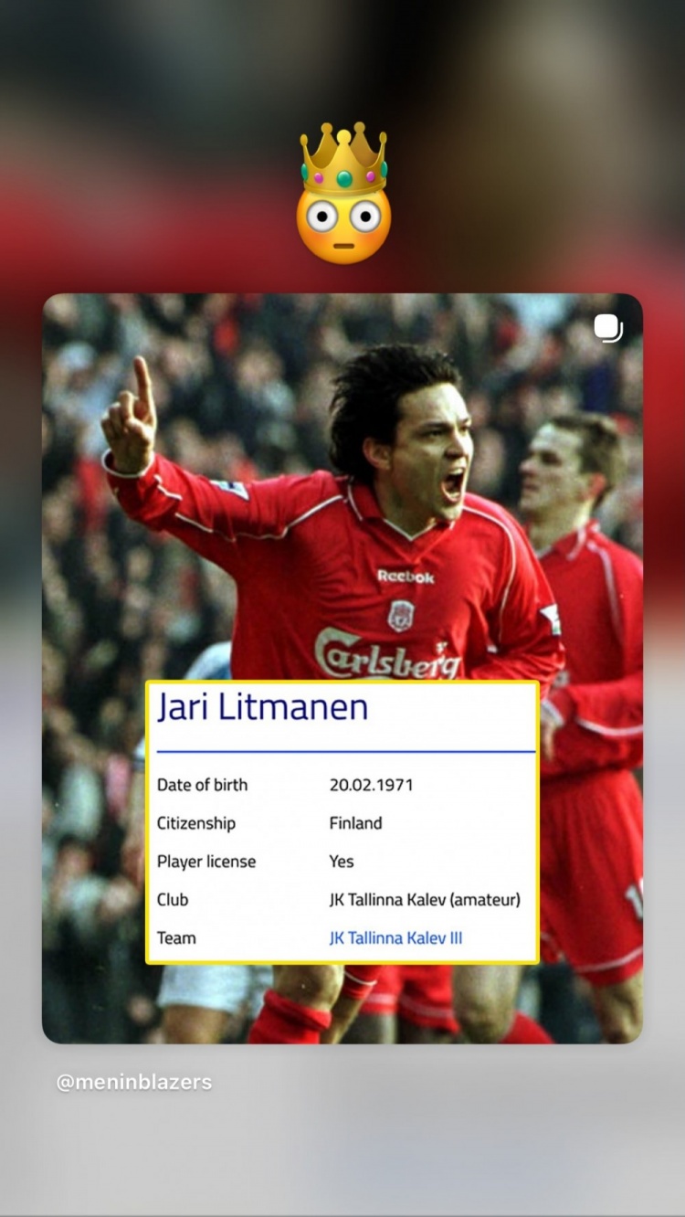 55岁芬兰传奇利特马宁复出 注册爱沙尼亚塔林卡列夫三队