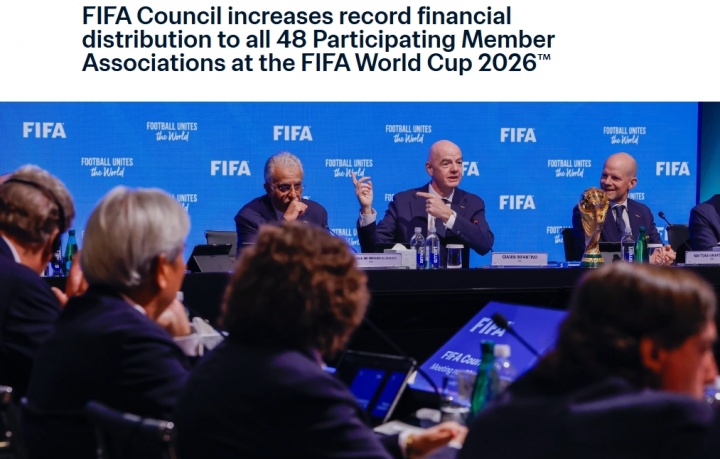 FIFA大会通过捂嘴红牌、黄牌清零等多项改革，2026世界杯分成增至8.71亿