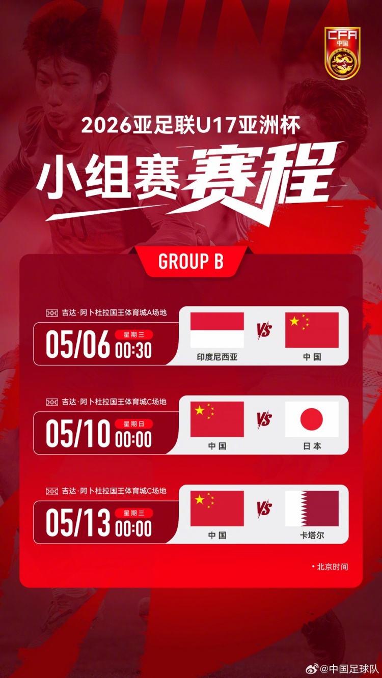 U17亚洲杯：中国小将首战印尼，艾比布拉领衔攻击线